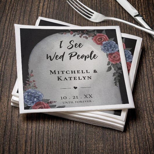 I See Wed People Headstone Floral Gothic Wedding スタンダードカクテルナプキン