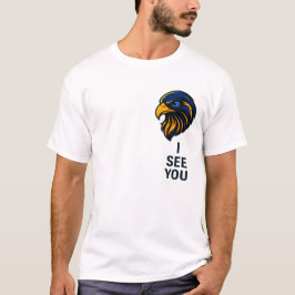 「I SEE YOU」のメッセージと鷹の頭のシンプルなデザイン - ミニサイズ Tシャツ
