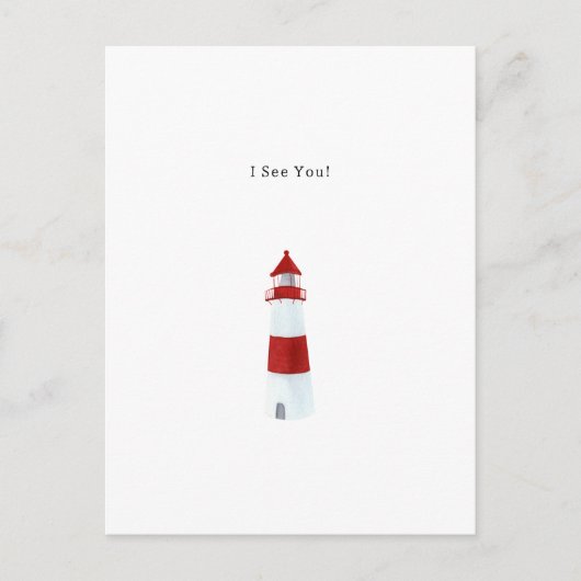 I See You Text Watercolour Lighthouse Illustration ポストカード (正面)