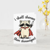 I Shall Shenan Then Shenanigan Cute Quest Raccoon  カード (黄色い花)