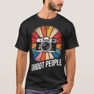 I Shoot People Funny Camera Photography Retro Wome Tシャツ