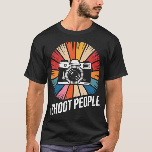 I Shoot People Funny Camera Photography Retro Wome Tシャツ (正面)