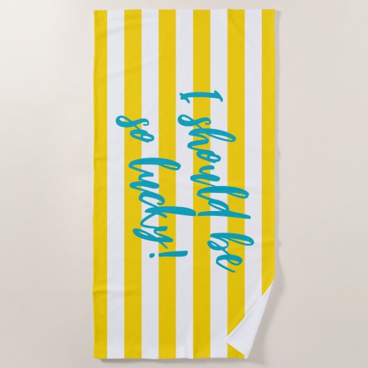 I Should Be So Lucky Cute Cabana Stripe Pool Party ビーチタオル (正面)