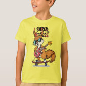 I Shred a Recess Cool Squirrel Guitar Bass Skate Tシャツ (正面)