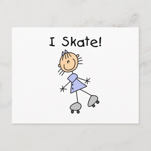 I Skate – ガールローラースケーター ポストカード (正面)