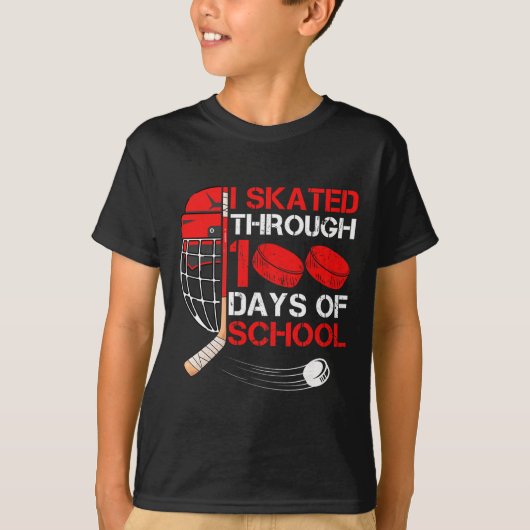 I Skated Through 100 Days Of School Ice Hockey Fan Tシャツ (正面)