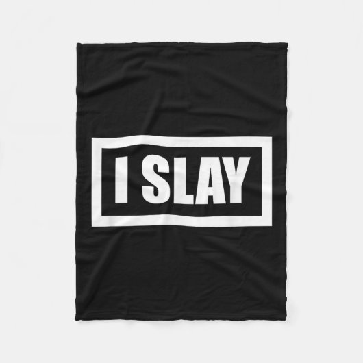 I Slay Girlグラフィッククールエンパワーメント引用文 フリースブランケット (正面)