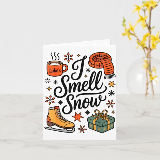 I Smell Snow Cute Christmas &amp; Winter Vibes Lov カード (黄色い花)