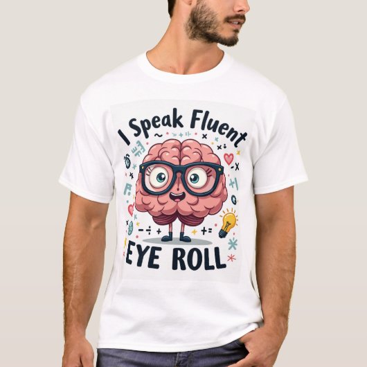I Speak Fluent Eye Roll – Funny Nerd Brain Unisex Tシャツ (正面)