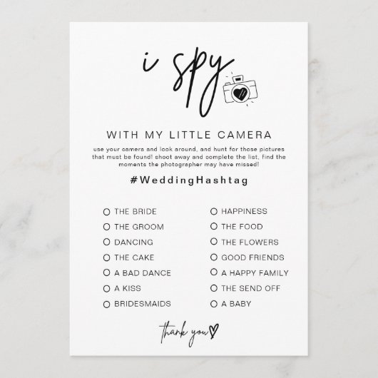 I Spyのゲーム結婚披露宴フォト狩りゲーム プログラム (正面)