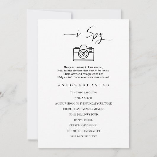 I spy Wedding or Bridal Shower Game Card 招待状 (正面)