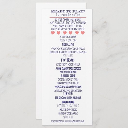 I Spy - Wedding Pictures Edition 招待状 (正面/裏面)