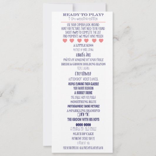 I Spy - Wedding Pictures Edition 招待状 (正面)