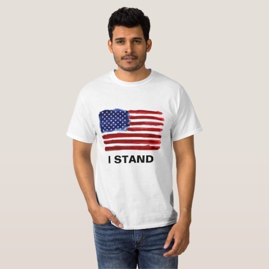 I Stand – アメリカ国旗のTシャツ Tシャツ (正面フル)