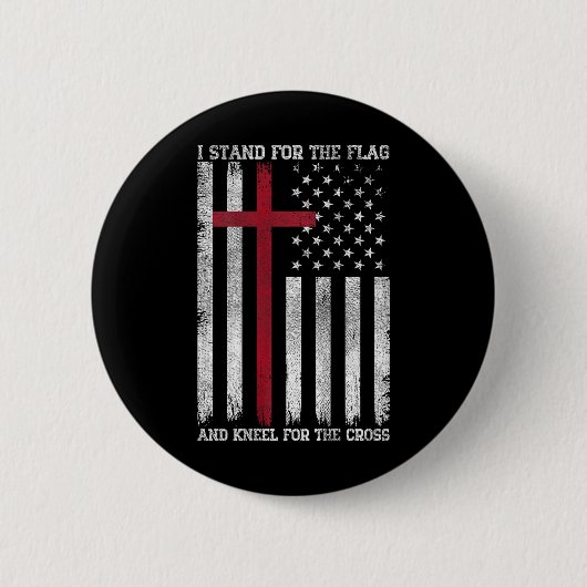 I Stand For The Flag Kneel For The Cross Usa Ameri 缶バッジ (正面)