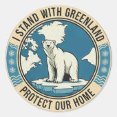 I Stand With Greenland Polar Bear ラウンドシール (正面)