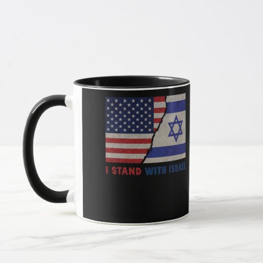 I Stand With Israel Patriotic USA and Israel Flag マグカップ (左)