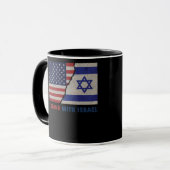 I Stand With Israel Patriotic USA and Israel Flag マグカップ (正面左)