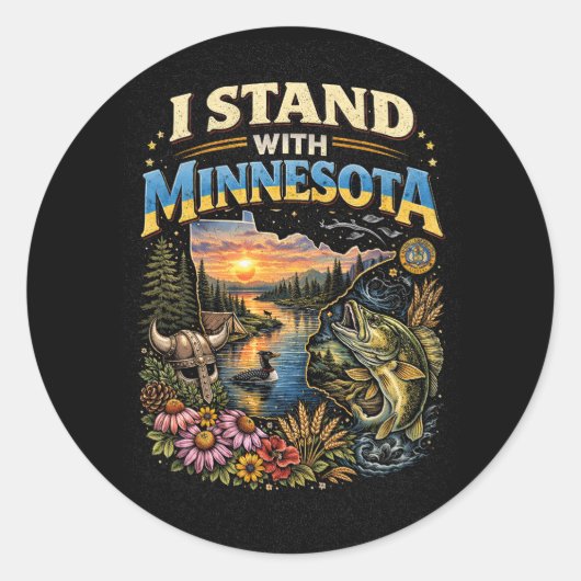 I Stand With Minnesota ラウンドシール (正面)