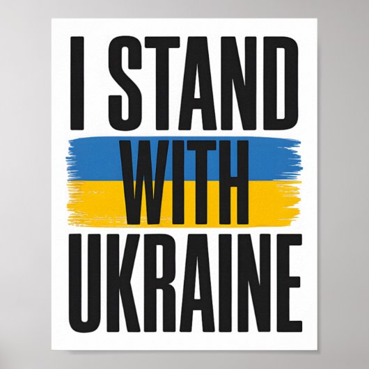 I Stand With Ukraine Bold Ukrainian Flag Support  ポスター (正面)