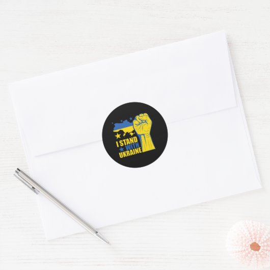 I Stand With Ukraine. Sheet of stickers ラウンドシール (封筒)