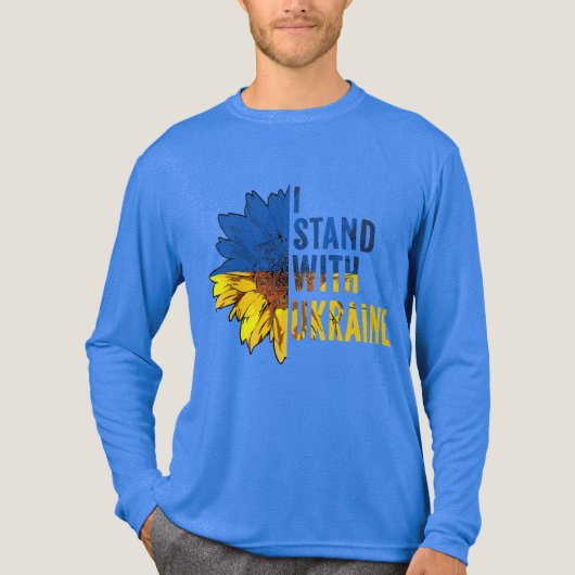 I stand with Ukraine. Sunflower symbol of Peace. トライブレンドTシャツ (正面)