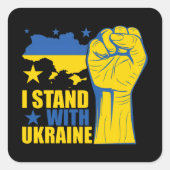 I stand with Ukraine. Support Ukraine. スクエアシール (正面)