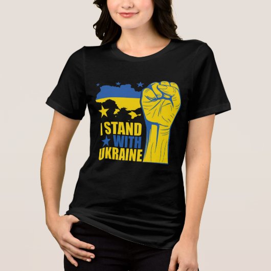 I stand with Ukraine. Support Ukraine. Tri-Blend S トライブレンドＴシャツ (正面)
