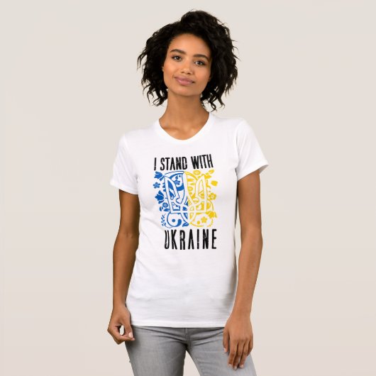 I stand with Ukraine. Trident of Ukraine. Tシャツ (正面フル)