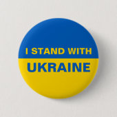 I Stand with Ukraine Ukrainian Flag 缶バッジ (正面)