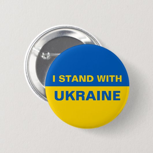 I Stand with Ukraine Ukrainian Flag 缶バッジ (正面&裏面)