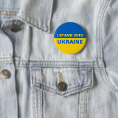 I Stand with Ukraine Ukrainian Flag 缶バッジ (インサイチュ)