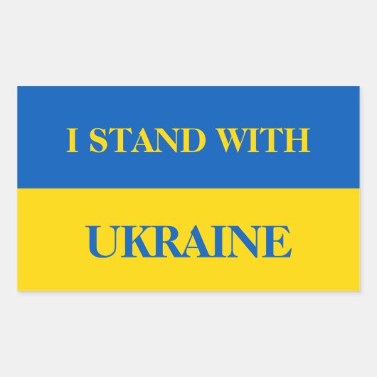 I stand with Ukraine. Ukrainian flag. 長方形シール (正面)