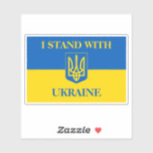 I stand with Ukraine. Ukrainian flag and Trident. シール (シート)