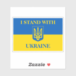 I stand with Ukraine. Ukrainian flag and Trident. シール