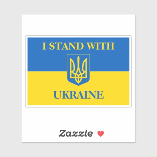 I stand with Ukraine. Ukrainian flag and Trident. シール (シート)