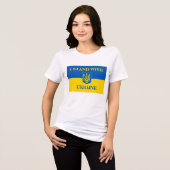 I stand with Ukraine. Ukrainian flag.Coat of Arms トライブレンドTシャツ (正面全面)