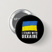 I Stand With Ukraine Ukrainian Flag Supporting Ukr 缶バッジ (正面&裏面)