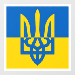 I stand with Ukraine. Ukrainian flag. Trident. ウィンドウサイン