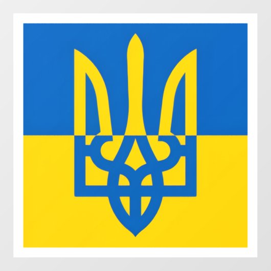 I stand with Ukraine. Ukrainian flag. Trident. ウィンドウサイン (シート)