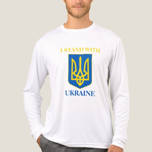 I Stand With Ukraine & Ukrainian Flag & Trident トライブレンドＴシャツ (正面)