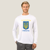 I Stand With Ukraine & Ukrainian Flag & Trident トライブレンドＴシャツ (正面全体)