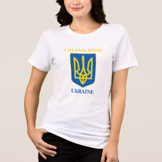 I Stand With Ukraine. Ukrainian Flag & Trident トライブレンドＴシャツ