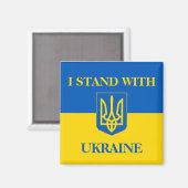 I Stand With Ukraine. Ukrainian Flag & Trident. マグネット (正面/裏面)
