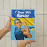 I Stand with Ukraine Vintage Rosie and Flag ポスター<br><div class="desc">Poster. Stand with Ukraine with the blue and yellow flag,  vintage Rosie the Riveter. Showing strength and support for Ukraine. Contact Sandy at admin@giftsyoutreasure.com</div>