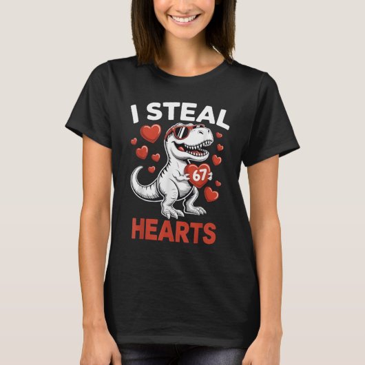 I Steal 67 Hearts バレンタイン・シックスセブンメメT Tシャツ (正面)