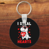 I Steal 67 Hearts Funny 67 Valentine Dinosaur Men  キーホルダー (正面)
