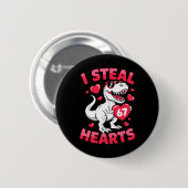 I Steal 67 Hearts Funny 67 Valentine Dinosaur Men  缶バッジ (正面&裏面)