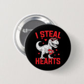 I Steal 67 Hearts Funny Six Seven Valentine Dinosa 缶バッジ (正面&裏面)