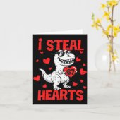 I Steal 67 Hearts T-rex Six Seven Valentines Day B カード (黄色い花)